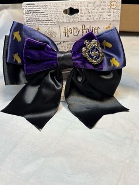 Harry Potter Purple and Black Bow Hair Clip - Ravenclaw Crest